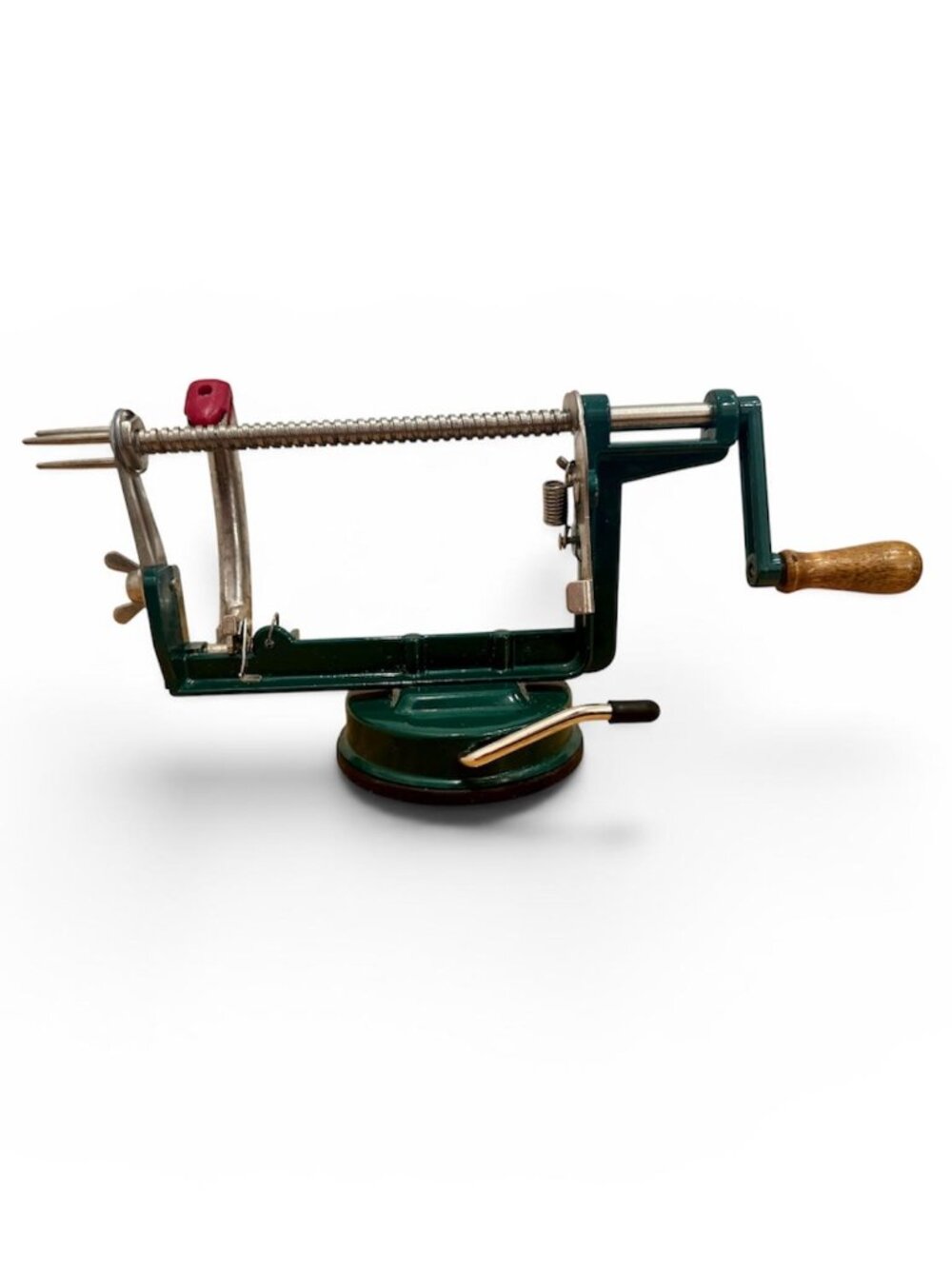 Vintage Style Green Cast Iron Apple Peeler Slicer Corer Suction Base Hand Crank